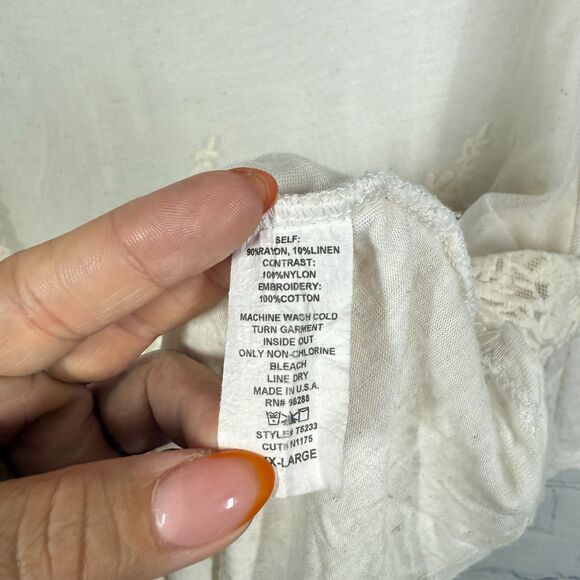 Romantic Prairie Lace Tunic Women Plus Size 2XL Ivory Sheer Overlay Cottagecore - Picture 4 of 9